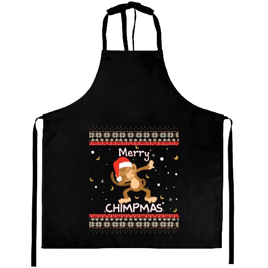 Merry Chipmas Ugly Monkey Jumper Aprons