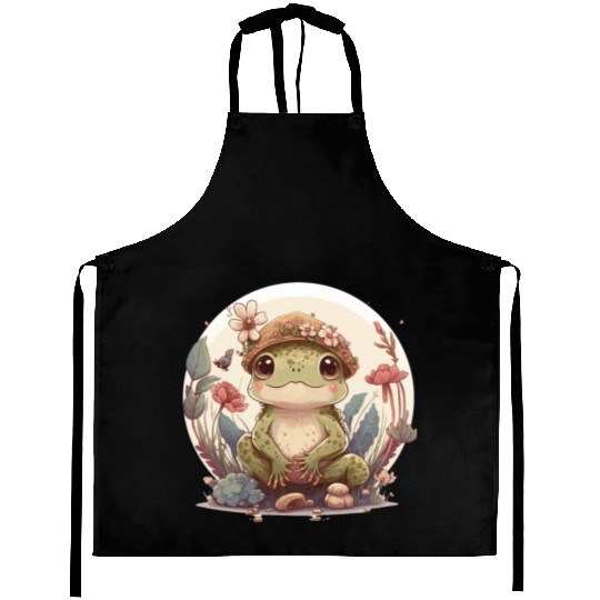 Cute Cottagecore Baby Frog Toad Frog Lovers Aprons