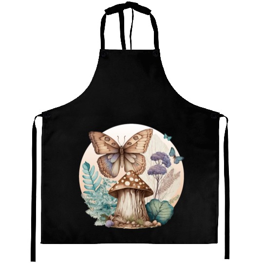Cottagecore Butterfly Mushroom Plants Goblincore A Aprons