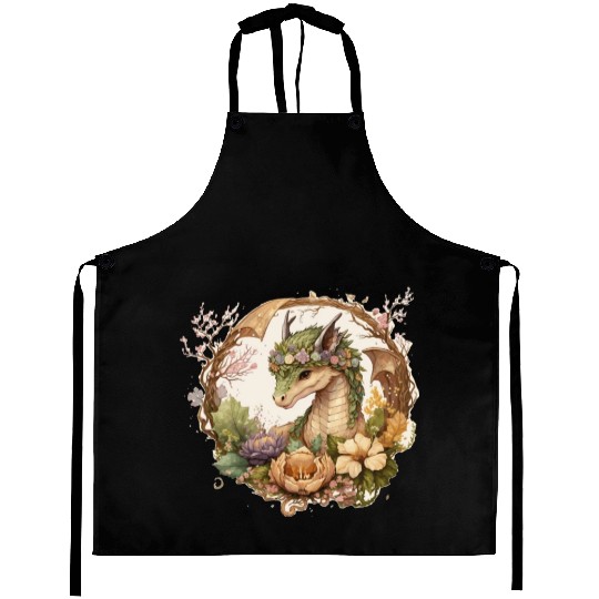 Cottagecore Dragon Cute Fantasy Anime Flower Aprons