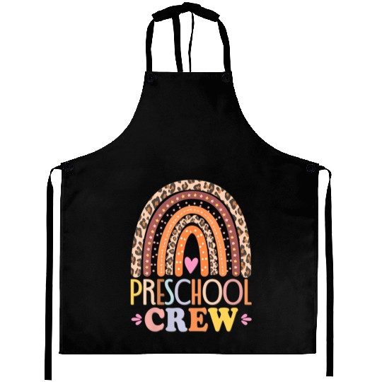 Preschool Crew Cute Leopard Rainbow Back To School Aprons