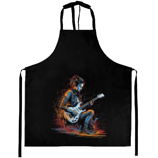 Female Guitar player Aprons