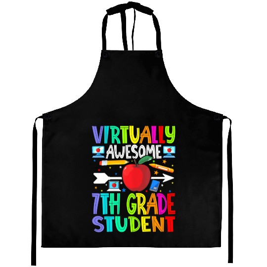 Virtually Awesome 7th Grade Student Back To School Aprons