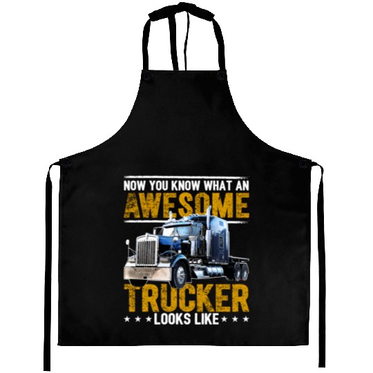 Awesome Trucker Big Rig Semi-Trailer Truck Driver Aprons
