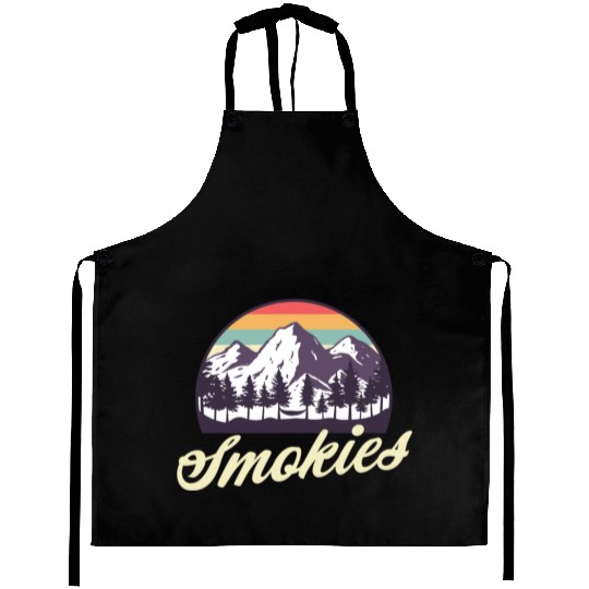 Retro Lake Tahoe Mountains Distressed Aprons