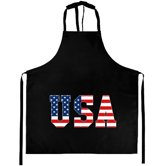 Usa Patriotic American Flag Red White Blue Aprons