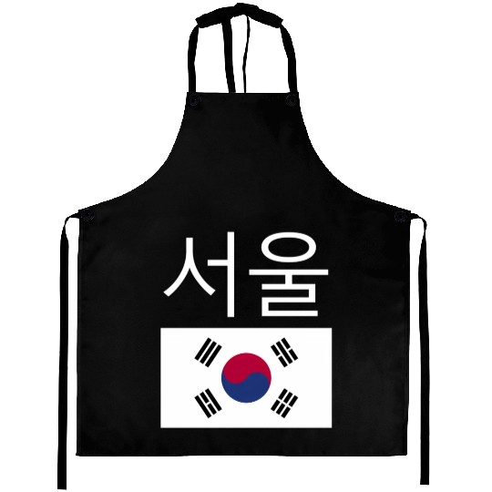 Seoul South Korea Hangul Korean Flag Taeguk Aprons