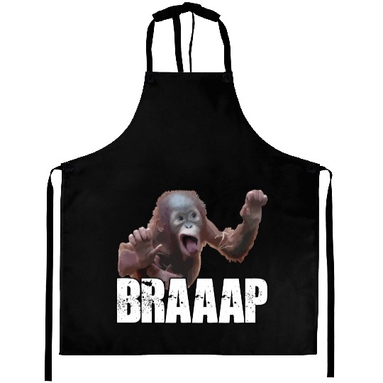 Braaap Monkey Face Riding A Motocross Aprons