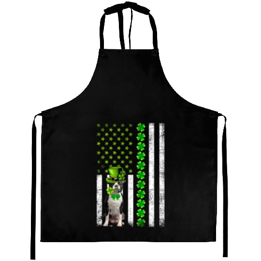 American Flag Boston Terrier Dog St Patric Day Aprons