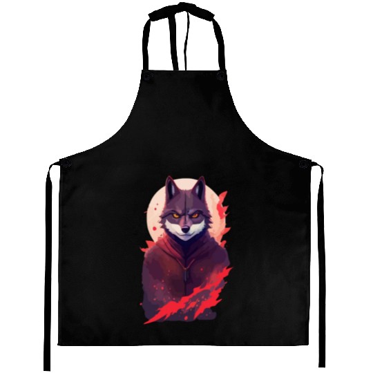 Ninja Style: The Cute Wolf Face with a Twist of Me Aprons
