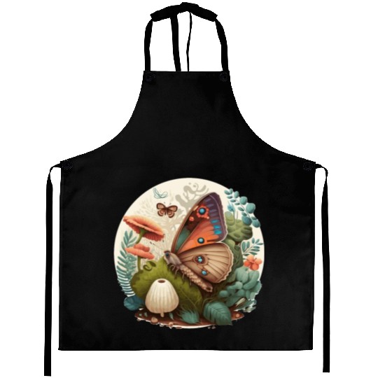 Cottagecore Butterfly Mushroom Plants Botanic Herb Aprons