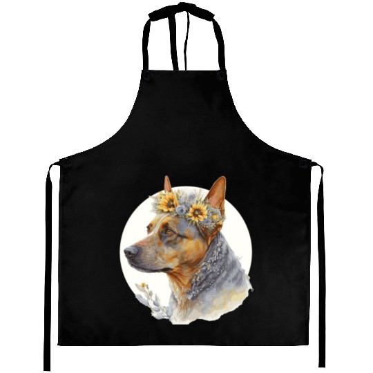 Cute Australian Cattle Sunflower Dog Breed Pet Pup Aprons