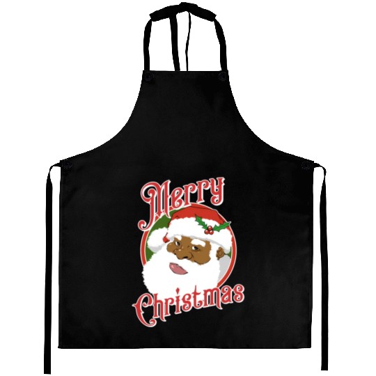 Black Merry African American Santa Claus Aprons