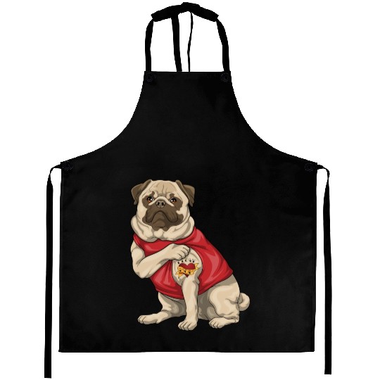 Pug I Love Mom Tattoo Dog Puppy Funny Mother s Day Aprons