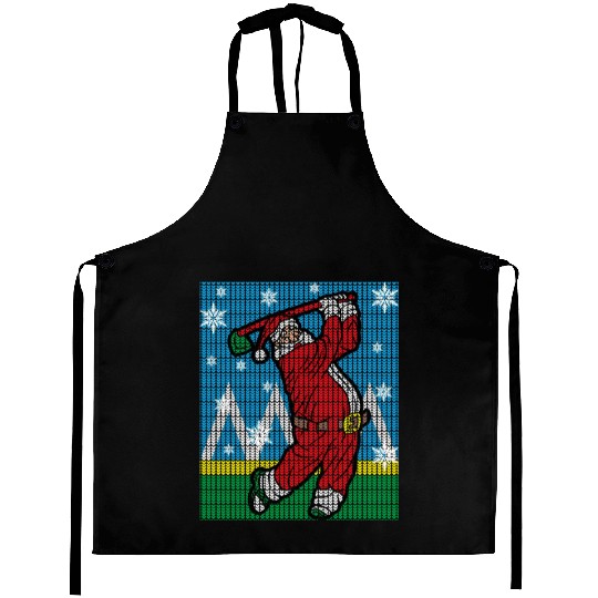 Santa Claus Playing Golf Golfer Ugly Aprons