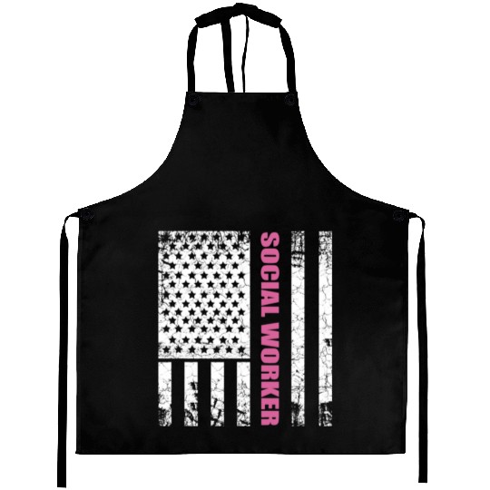 Social Worker US Flag USA Stars and Stripes Aprons