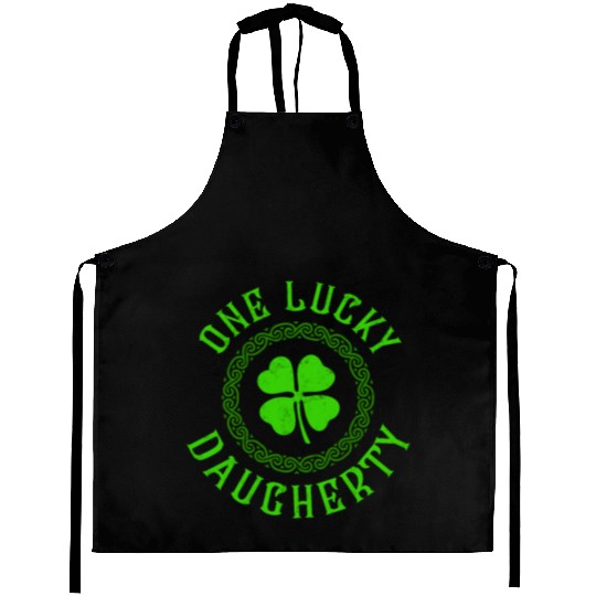 One Lucky Daugherty Irish Family 4 Leaf Clover Aprons
