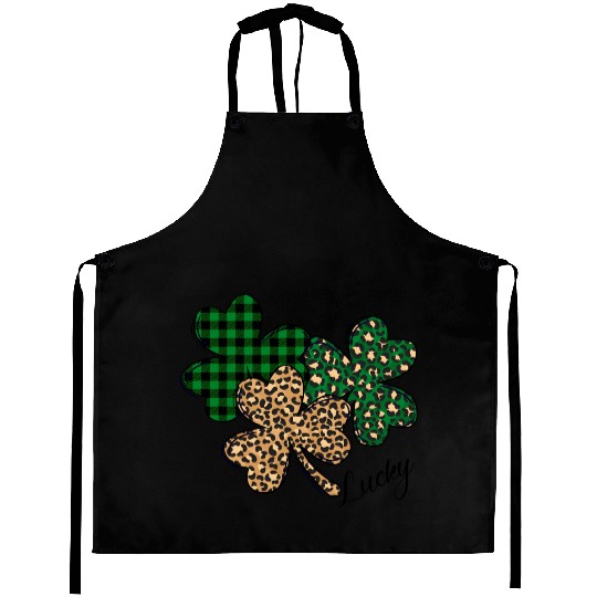 Lucky Leopard Shamrock St Patric Day Aprons