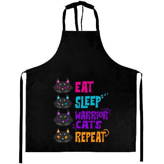 Eat Sleep Cat Warrior Repeat Cat Warrior Love Cats Aprons