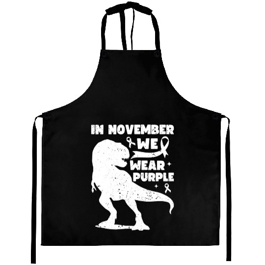 In November We Wear Purple T Rex Dinosaur Epilepsy Aprons