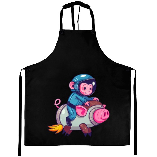 Pig and Monkey as Astronauts Aprons