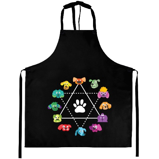 Color Wheel Of Cute Dogs Art Teacher Dog Lover Aprons