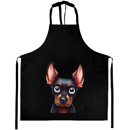 Playful Doberman Pinscher Art Aprons