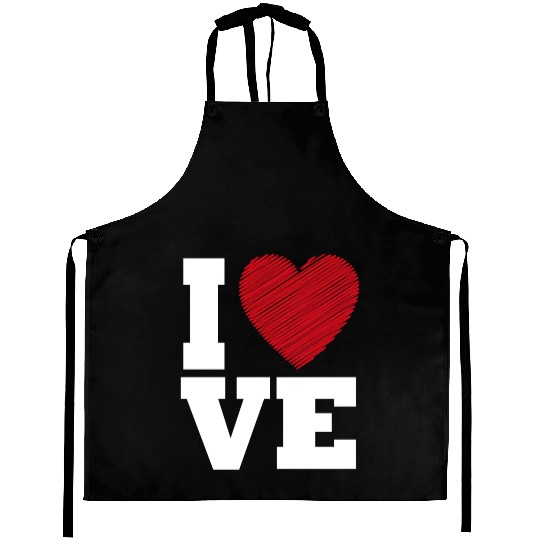 Love Heart Typography for Valentines Day Aprons
