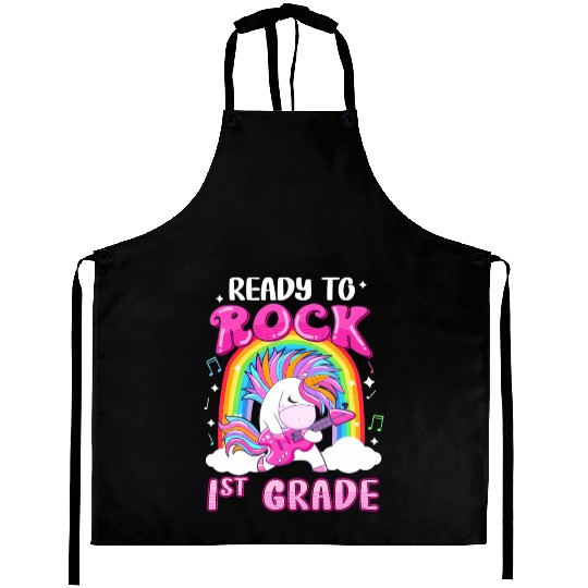 Rocking 1St Grade Electric Guitar Unicorn Rainbow Aprons
