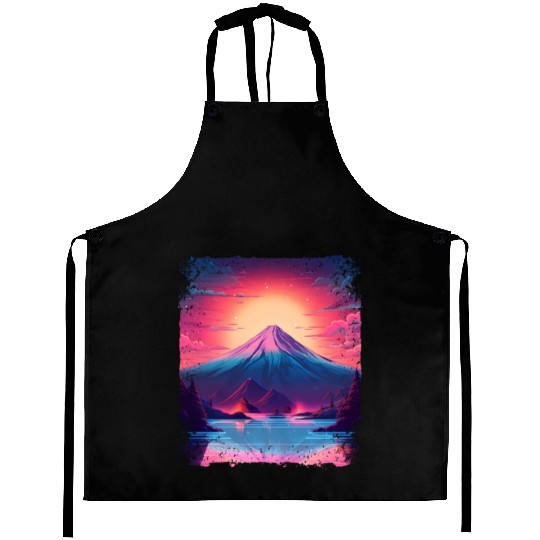 Mount Fuji Sight Aesthetic Japan Vaporwave Volcano Aprons