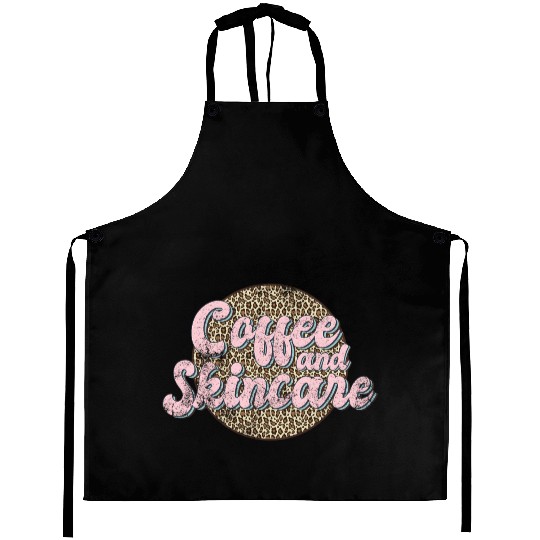 Coffee And incare Leopard Esthetician incare Aprons