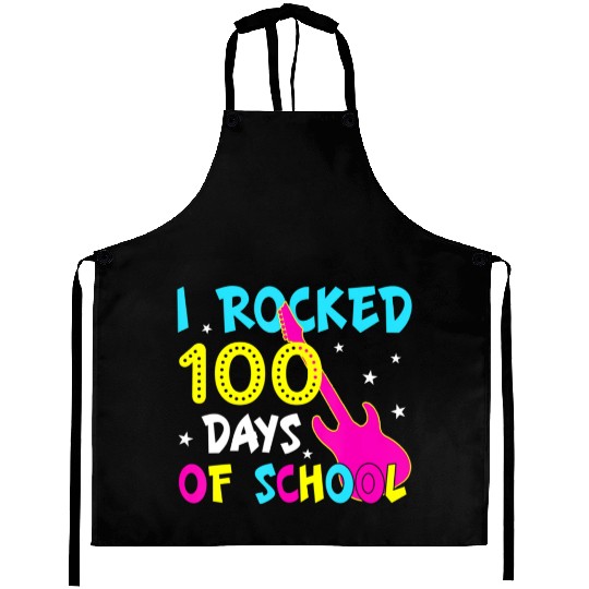 I Rocked 100 Days Of School 100th Day Guitar Aprons