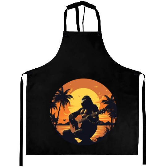 Gorilla with Acoustic Guitar in Sunset Aprons