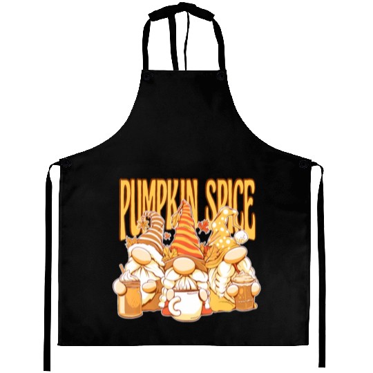 Gnomes Autumn Season Pumpkin Spice Hallothanksmas Aprons