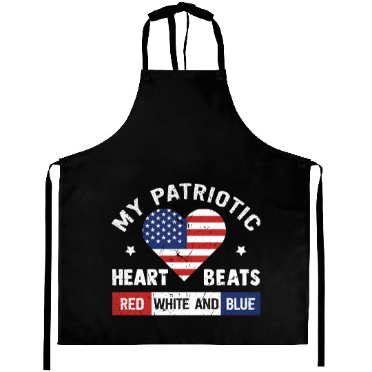My Patriotic heart red white blue 4th of July Aprons