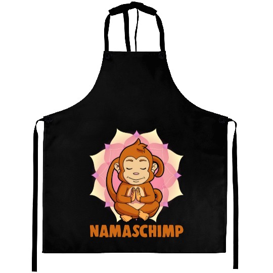 Cute Namaschimp Funny Yoga Monkey Namaste Workout Aprons