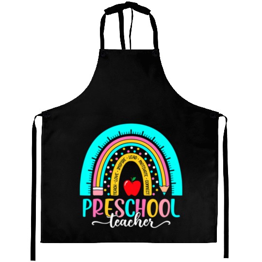 Back To School Preschool Teacher Leopard Rainbow Aprons