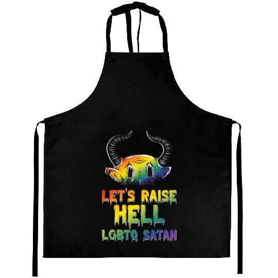 Funny Hail Gay Satan Lgbt Goth Gay Pride Baphomet Aprons