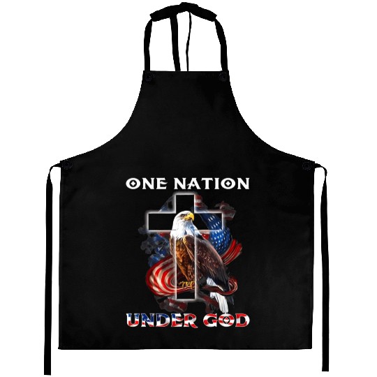 One Nation Under God Jesus Usa Cross Bald Eagle Aprons