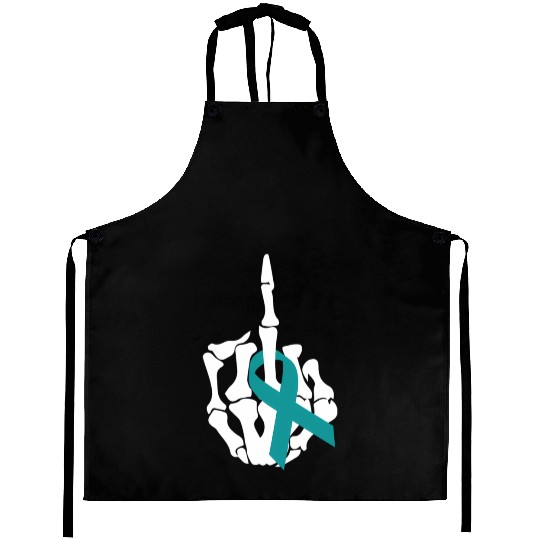 Fuck Ovarian Cancer Middle Finger Ovarian Cancer A Aprons