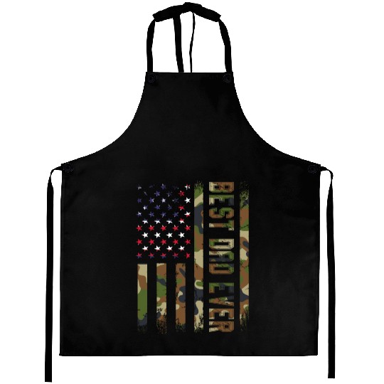Best dad ever USA flag Camo gift for fatheR Aprons