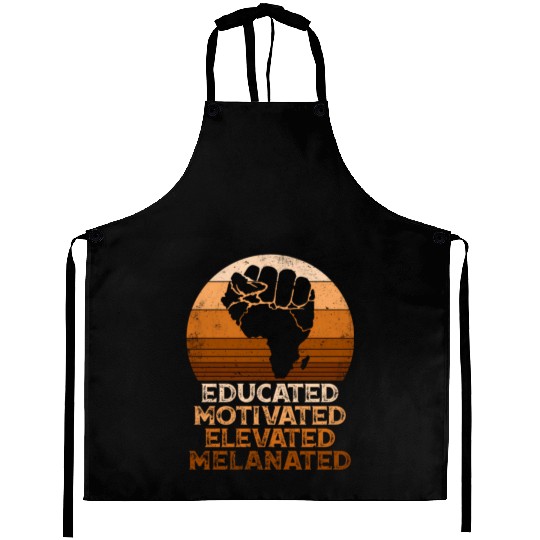 Juneteenth Educated Motivated Elevated Melanated M Aprons