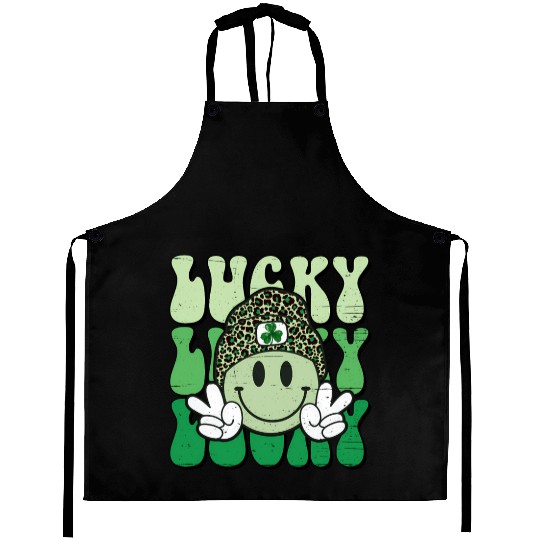 St Patric Day Lucky Shamrock Smile Face Aprons