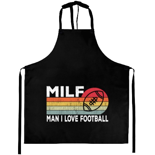 Milf Man I Love Football Retro Vintage Sports Aprons