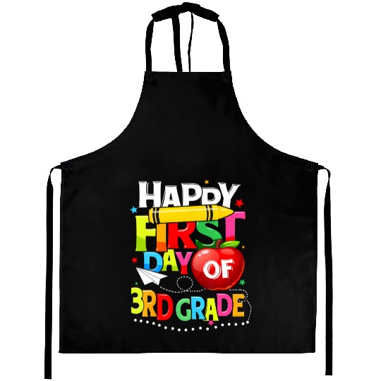 Happy First Day Of 3rd grade teacher team Third Aprons