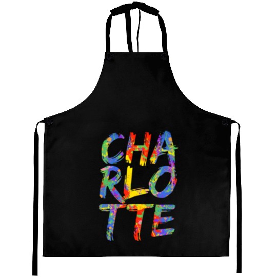 Charlotte Artwork Colorful Rainbow Carolina Aprons