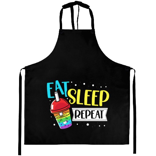Eat Sleep Boba Tea Repeat Bubble Tea Lover Drinker Aprons