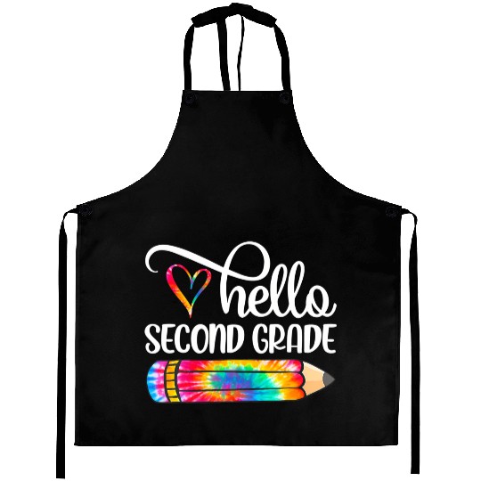 Tie Dye Pencil Hello First Grade Back To School Aprons