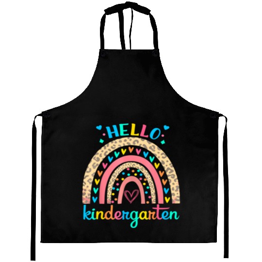 Hello Kindergarten Rainbow Heart For Teachers Aprons