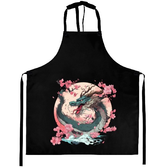 Japanese Dragon Cool Fantasy Chinese Asian Dragon Aprons